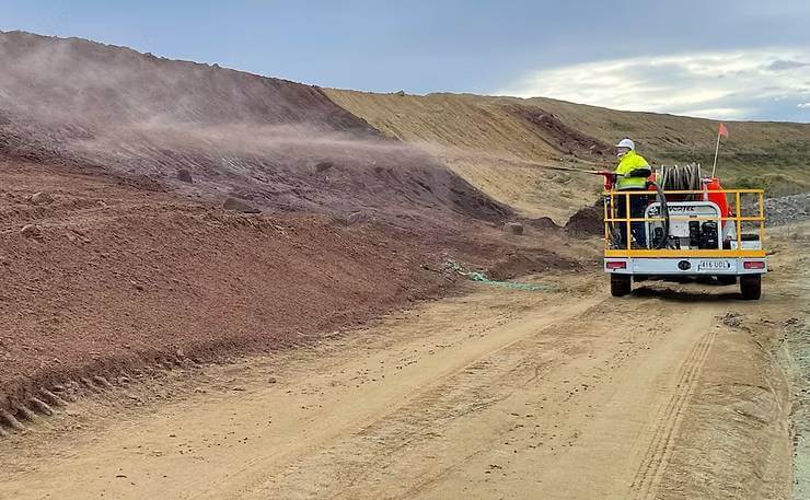 Hydromulching on dam wall with the Vortec VX 2000