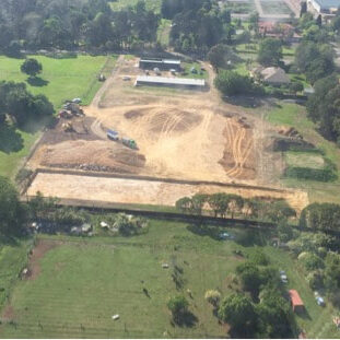 Site view showing excavated area